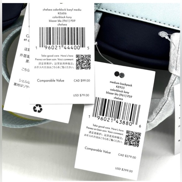 NWT ♠️ 2 bundle Kate Spade Medium Nylon Chelsea Backpack Blue + Matching Bag - Picture 4 of 7